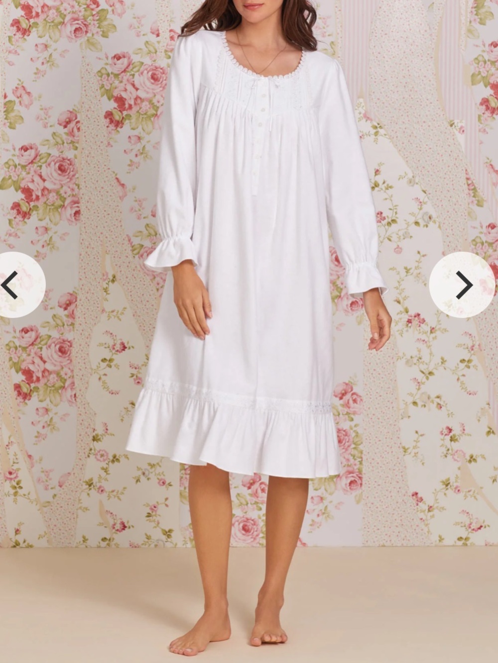 Eileen West Iconic White Heritage Cotton
Flannel Embroidery Waltz Nightgown